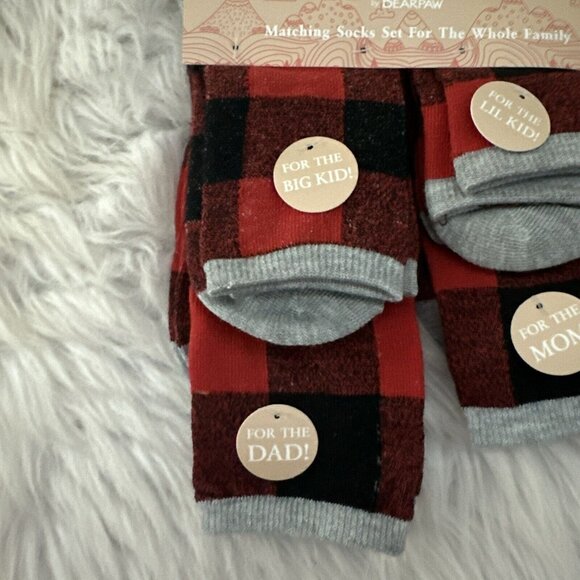PAWZ by Bearpaw Matching socks set family buffalo plaid crew NWT Mom Dad Kids - Picture 2 of 9